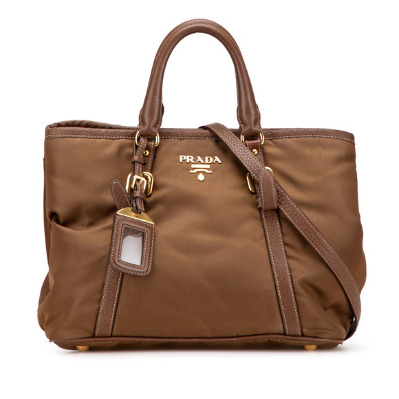 Pre-Loved Prada Vitello Daino Trimmed Tessuto Satchel - Picture 1 of 11